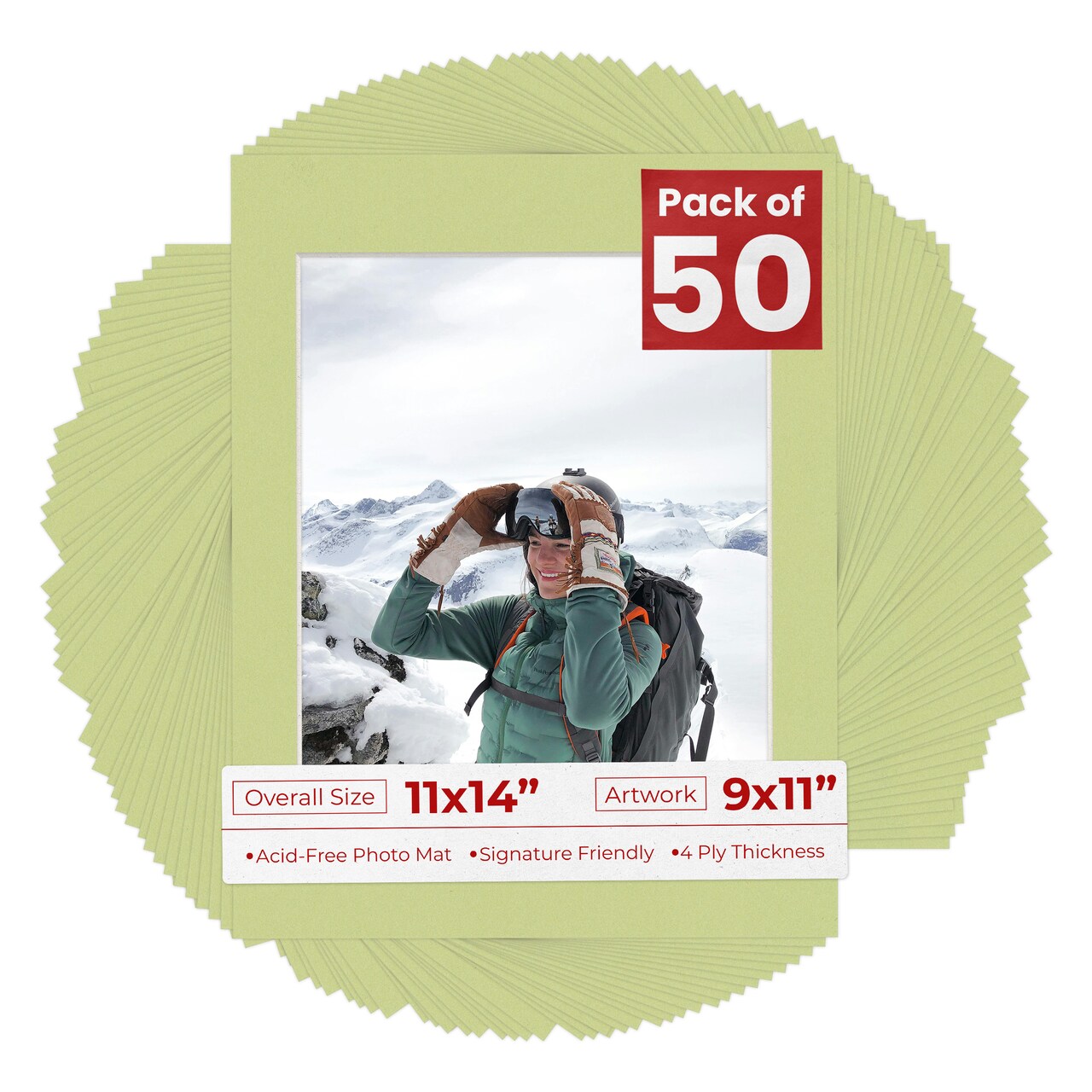 Pistachio Green Mat Board for 11x14 Frames - Fits 9x11 Photos